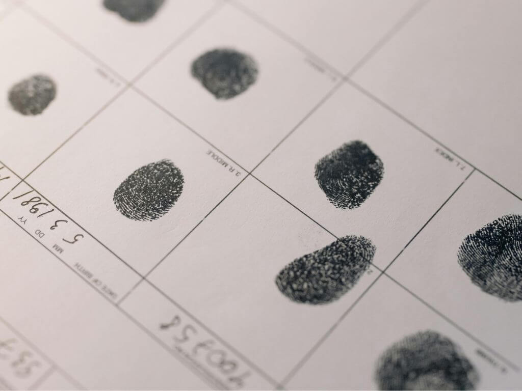 Detailed image of fingerprint records on official documentation